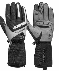 ROCKBROS Bicycles Bikes Motorcycle Gloves Waterproof Heated Thermal Heated Gloves Touch Screen Battery Powered Three Gears Adjustment Anti-Slip Cycling Skiing Climbing Gloves Winter Heating Gloves - M