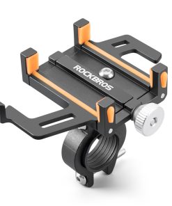 ROCKBROS Phone Holder For Motorcycle Electric Bike Alloy Bracket Five Claws - Black & Orange