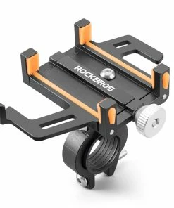 ROCKBROS Phone Holder For Motorcycle Electric Bike Alloy Bracket Five Claws - Black & Orange