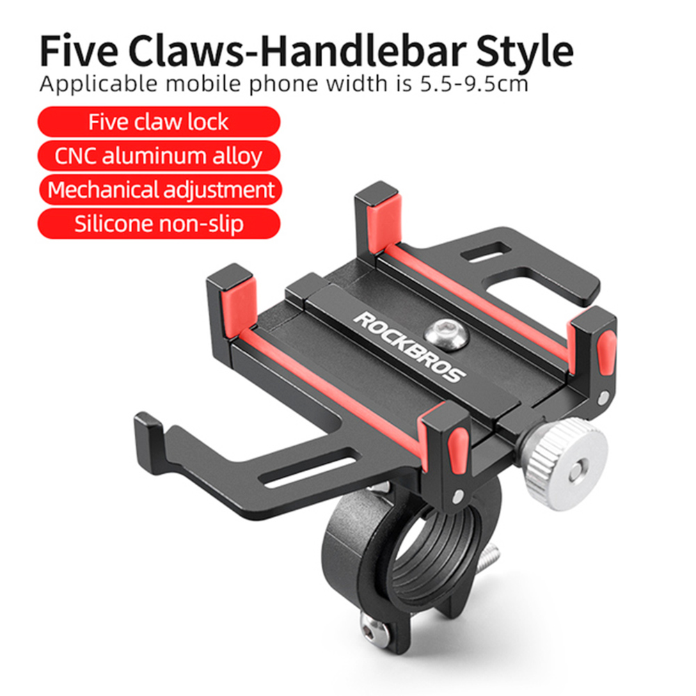 ROCKBROS Phone Holder for Motorcycle Electric Bike Alloy Bracket Five Claws - Black & Red ROCKBROS Phone Holder For Motorcycle Electric Bike Alloy Bracket Five Claws - Black & Red -rockbros-shop ROCKBROS Phone Holder for Motorcycle Electric Bike Black Red 517333 1