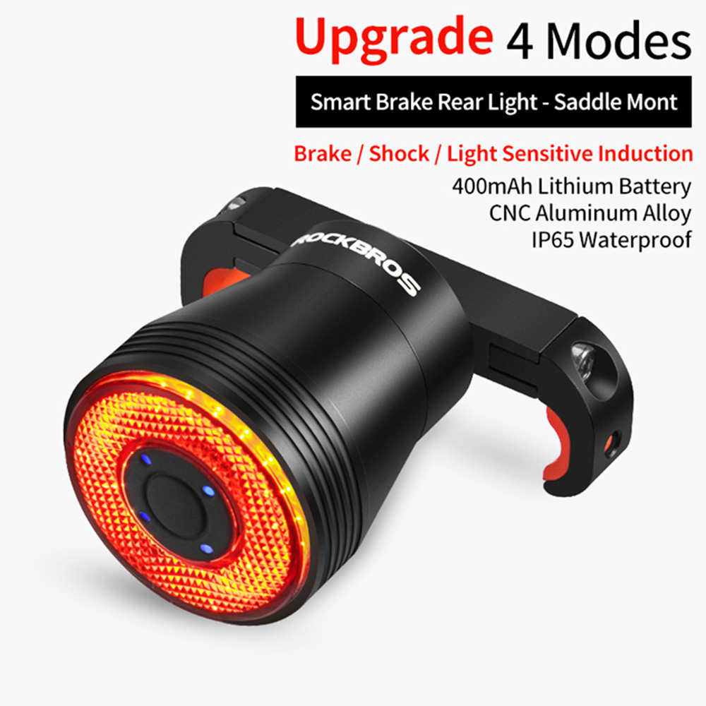 ROCKBROS Q5 Bike Light Smart Sensor LED Light IPX6 Waterproof 4 Flash Modes Taillight - Saddle Bracket ROCKBROS Q5 Bike Light Smart Sensor LED Light IPX6 Waterproof 4 Flash Modes Taillight - Saddle Bracket -rockbros-shop ROCKBROS Q5 Bike Light Smart Sensor LED Light Saddle Bracket 517326 1
