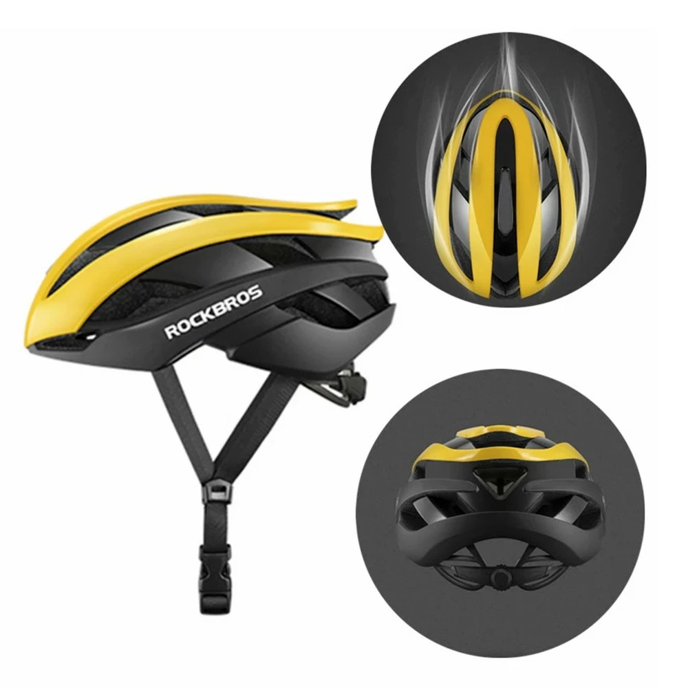 ROCKBROS RB-01 Cycling Helmet Ultralight Road Bike Helmet MTB Scooter Helmet Caps - Yellow L 4 ROCKBROS RB-01 Cycling Helmet Ultralight Road Bike Helmet MTB Scooter Helmet Caps - Yellow L - Image 2
