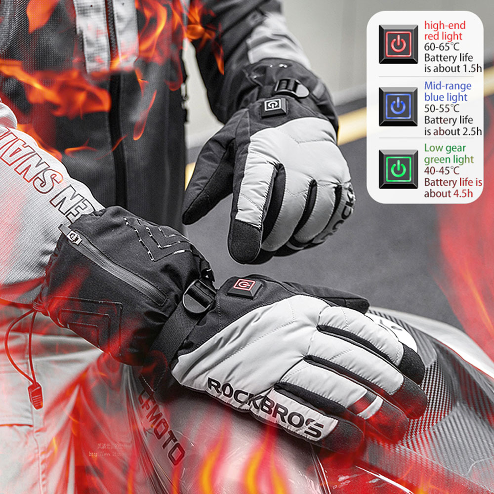 ROCKBROS S304 Heating Gloves for Cycling, Touchscreen Motorcycle Bicycle Gloves Breathable Waterproof - L ROCKBROS S304 Heating Gloves For Cycling, Touchscreen Motorcycle Bicycle Gloves Breathable Waterproof - L -rockbros-shop ROCKBROS S304 Heating Floves for Cycling L 518532 2