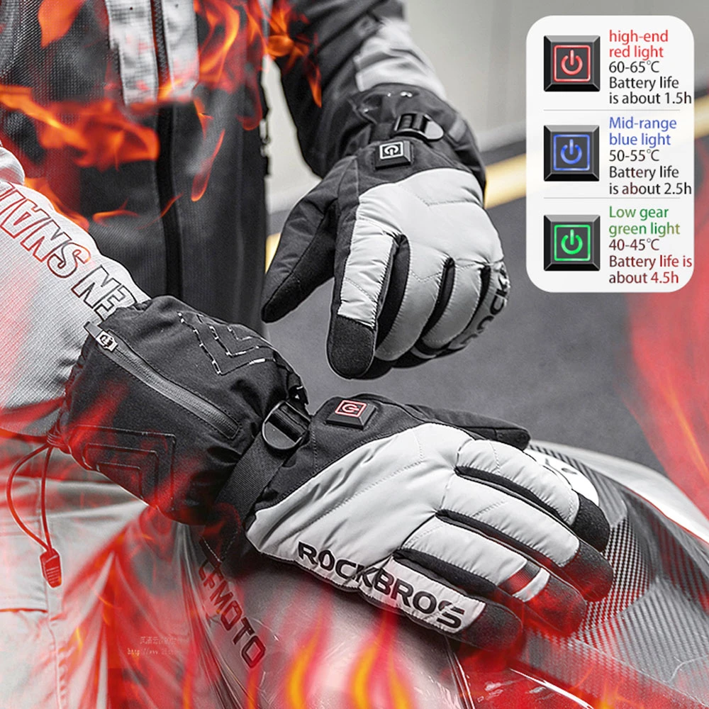 ROCKBROS S304 Heating Gloves For Cycling, Touchscreen Motorcycle Bicycle Gloves Breathable Waterproof - XL 5 ROCKBROS S304 Heating Gloves For Cycling, Touchscreen Motorcycle Bicycle Gloves Breathable Waterproof - XL - Image 3