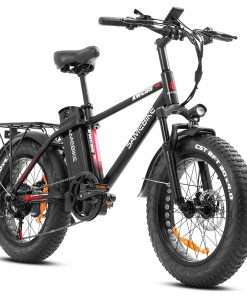 SAMEBIKE XWC05 Electric Mountain Bike 20*4.0 Inch Fat Tire 750W Brushless Geared Motor 35Km/h Max Speed 48V 13Ah Battery 80KM Range Shimano 7-Speed Double Disc Brake - Red -rockbros-shop SAMEBIKE XWC05 Electric Mountain Bike 20 Tire Red 514572 2