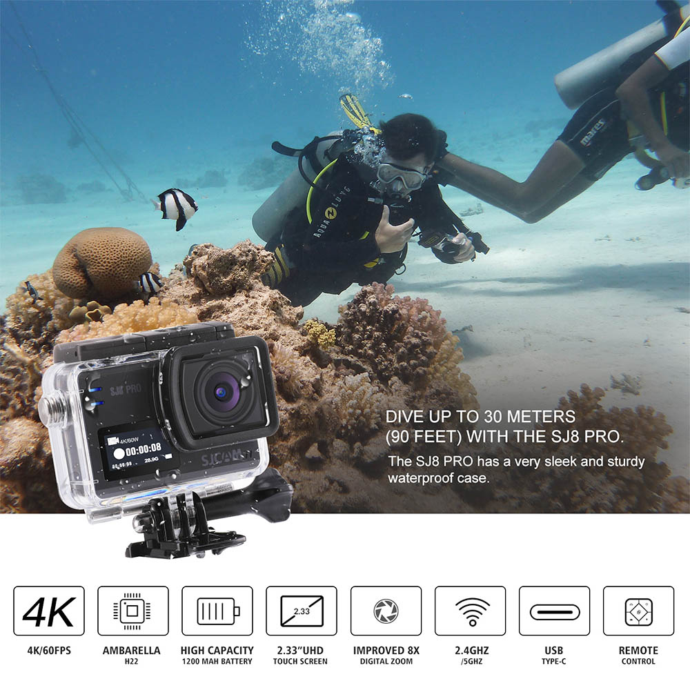 SJCAM SJ8Pro Sports & Action Camera 4K/60FPS Waterproof, WiFi Remote Control Sports DV FPV Camera - White SJCAM SJ8Pro Sports & Action Camera 4K/60FPS Waterproof, WiFi Remote Control Sports DV FPV Camera - White -rockbros-shop SJCAM SJ8Pro Sports Action Camera 4K 60FPS Waterproof White 501149 3