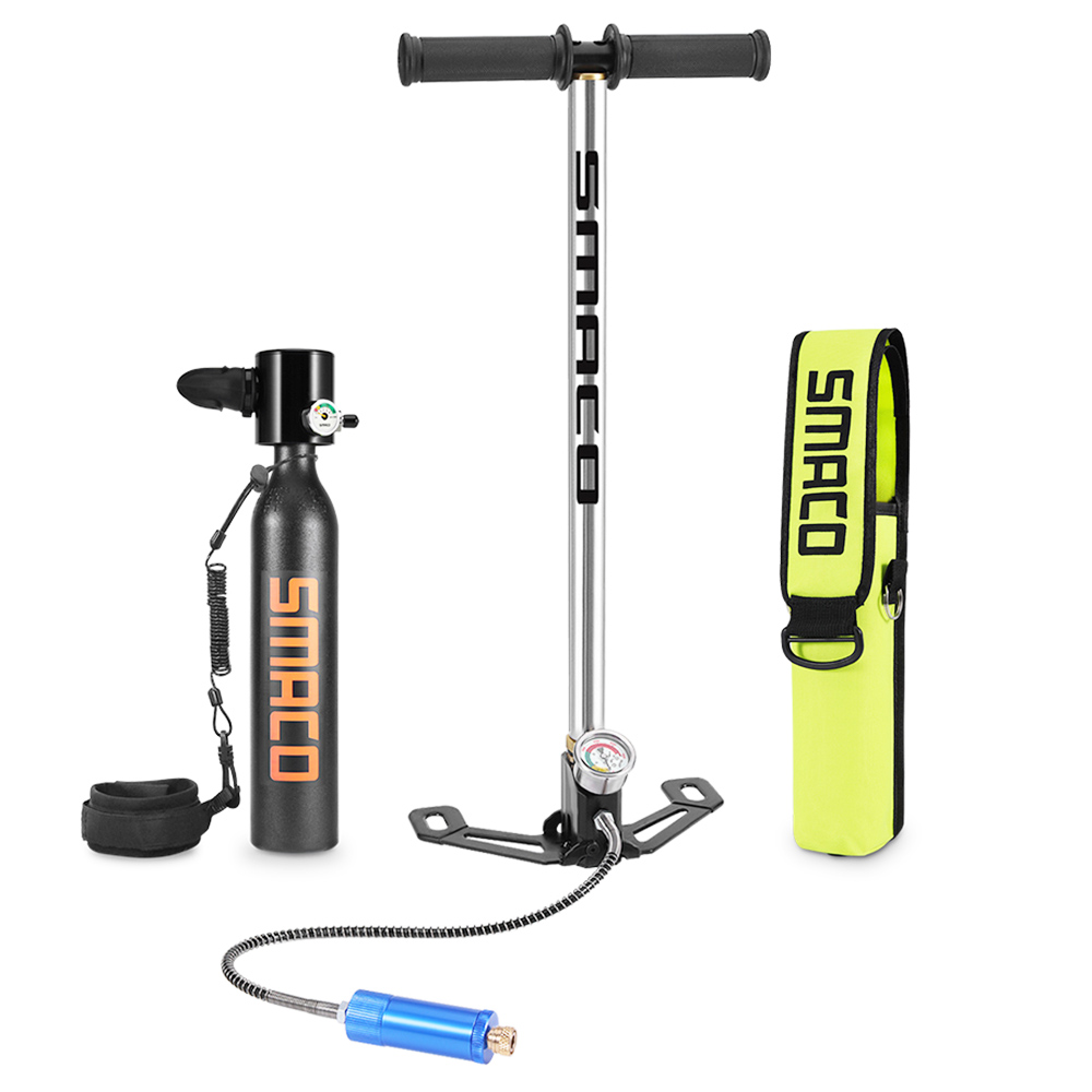 SMACO S300-B3 0.5L Mini Scuba Diving Tank 5-7 Minutes Using Time with Hand Pump - Black SMACO S300-B3 0.5L Mini Scuba Diving Tank 5-7 Minutes Using Time With Hand Pump - Black -rockbros-shop SMACO S300 0 5L Mini Scuba Diving Tank with Hand Pump Black 500448 1