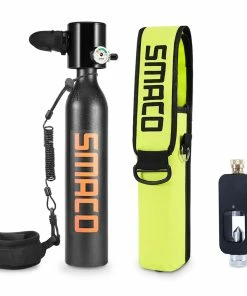 SMACO S300-A7 0.5L Mini Scuba Diving Tank 5-7 Minutes Using Time With Refill Adapter - Black