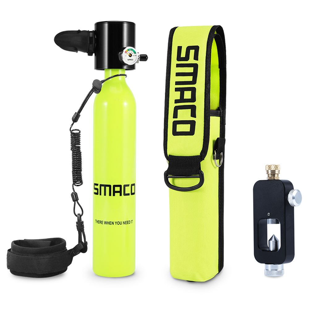 SMACO S300-A7 0.5L Mini Scuba Diving Tank 5-7 Minutes Using Time with Refill Adapter - Green SMACO S300-A7 0.5L Mini Scuba Diving Tank 5-7 Minutes Using Time With Refill Adapter - Green -rockbros-shop SMACO S300 0 5L Mini Scuba Diving Tank with Refill Adapter Green 500445 0