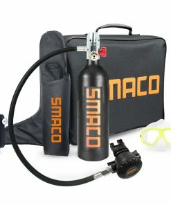 SMACO S400 1L Mini Scuba Diving Tank With DOT Certified 15-20 Minutes Using Time 1L Portable Bag - Black