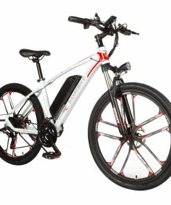 SAMEBIKE MY-SM26 Electric Bike 26 Inch Tires 350W Motor Max Speed 30km/h Up To 80km Range Max Load 150kg Dual Disk Brakes LCD Display Magnesium Alloy Rim - White -rockbros-shop Samebike MY SM26 Moped Electric Bike 350W Motor White 900163