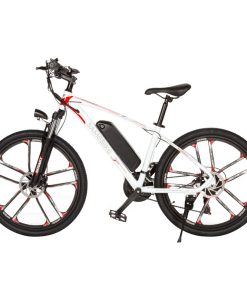 SAMEBIKE MY-SM26 Electric Bike 26 Inch Tires 350W Motor Max Speed 30km/h Up To 80km Range Max Load 150kg Dual Disk Brakes LCD Display Magnesium Alloy Rim - White -rockbros-shop Samebike MY SM26 Moped Electric Bike 350W Motor White 900164