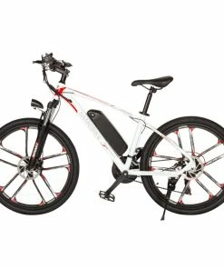 SAMEBIKE MY-SM26 Electric Bike 26 Inch Tires 350W Motor Max Speed 30km/h Up To 80km Range Max Load 150kg Dual Disk Brakes LCD Display Magnesium Alloy Rim - White -rockbros-shop Samebike MY SM26 Moped Electric Bike 350W Motor White 900164
