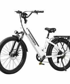 Samebike RS-A01 Electric Bike 750W Motor 70N.m 25-35km/h Max Speed 48V 14Ah Battery 26*3'' Tires With Rear Rack - White -rockbros-shop Samebike RS A01 Electric Bike White 519517 1