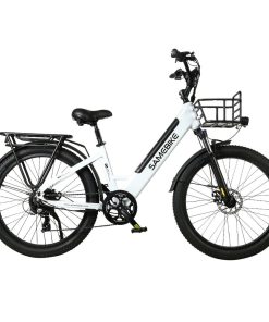 Samebike RS-A01 Electric Bike 750W Motor 70N.m 25-35km/h Max Speed 48V 14Ah Battery 26*3'' Tires With Rear Rack - White -rockbros-shop Samebike RS A01 Electric Bike White 519517 4