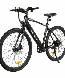 Samebike XWP10 Electric Bike 700*45C KENDA Tires 350W Motor 32Km/h Max Speed 36V 10.4Ah Battery For 40-80KM Range Dual Disc Brakes Shimano 7-Speed Gear App Control - Black -rockbros-shop Samebike XWP10 Electric Bike Black 518889 3