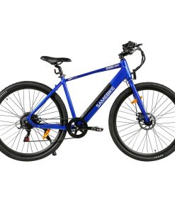 Samebike XWP10 Electric Bike 700*45C KENDA Tires 350W Motor 32Km/h Max Speed 36V 10.4Ah Battery For 40-80KM Range Dual Disc Brakes Shimano 7-Speed Gear App Control - Blue