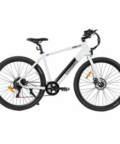 Samebike XWP10 Electric Bike 700*45C KENDA Tires 350W Motor 32Km/h Max Speed 36V 10.4Ah Battery For 40-80KM Range Dual Disc Brakes Shimano 7-Speed Gear App Control - White