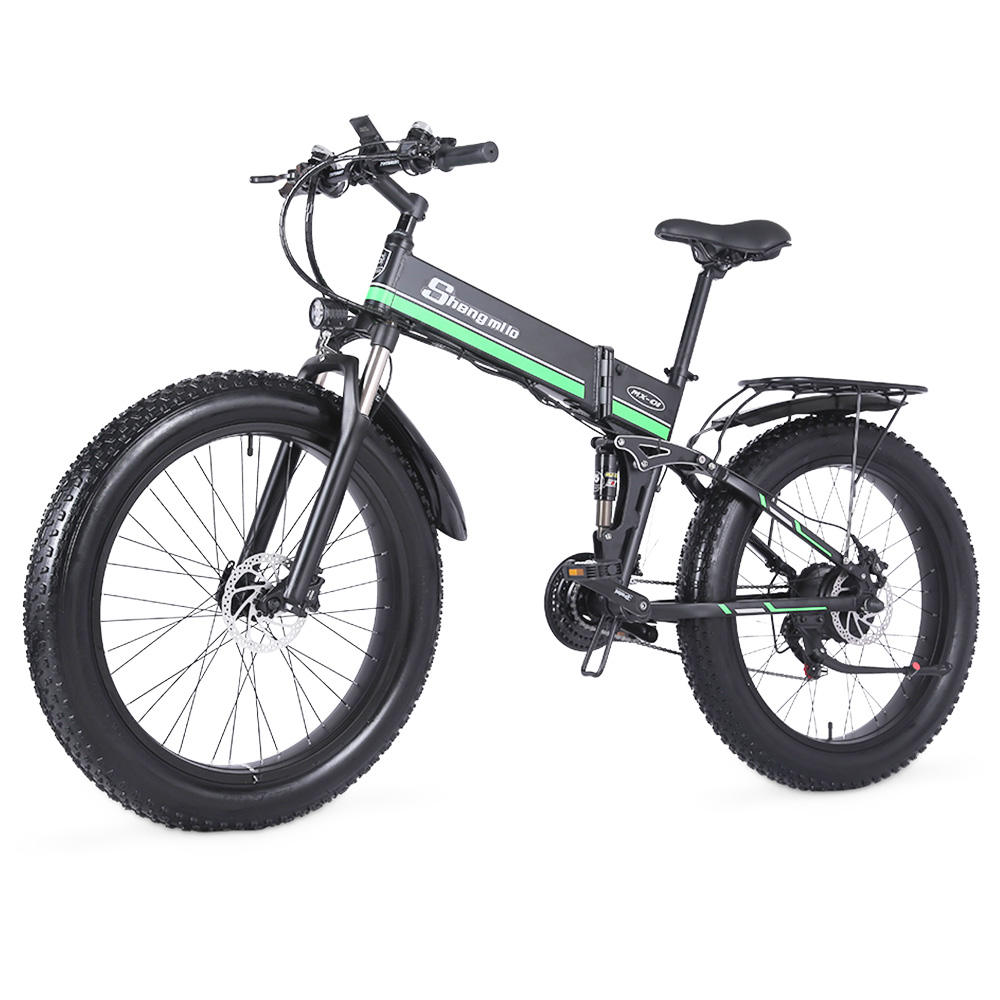 Shengmilo MX01 26 Inches Fat Tire Electric Bike 12 Magnetic Booster Bicycle 1000W 7-Speed Shimano for Snow Mountain Shengmilo MX01 26 Inches Fat Tire Electric Bike 12 Magnetic Booster Bicycle 1000W 7-Speed Shimano For Snow Mountain -rockbros-shop Shengmilo MX01 E bike Magneto Booster Bicycle Black Green 498309 1