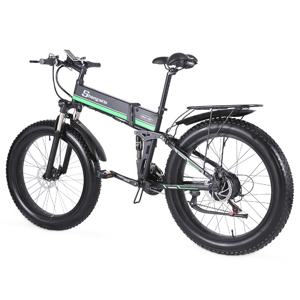Shengmilo MX01 26 Inches Fat Tire Electric Bike 12 Magnetic Booster Bicycle 1000W 7-Speed Shimano for Snow Mountain Shengmilo MX01 26 Inches Fat Tire Electric Bike 12 Magnetic Booster Bicycle 1000W 7-Speed Shimano For Snow Mountain -rockbros-shop Shengmilo MX01 E bike Magneto Booster Bicycle Black Green 498309 2