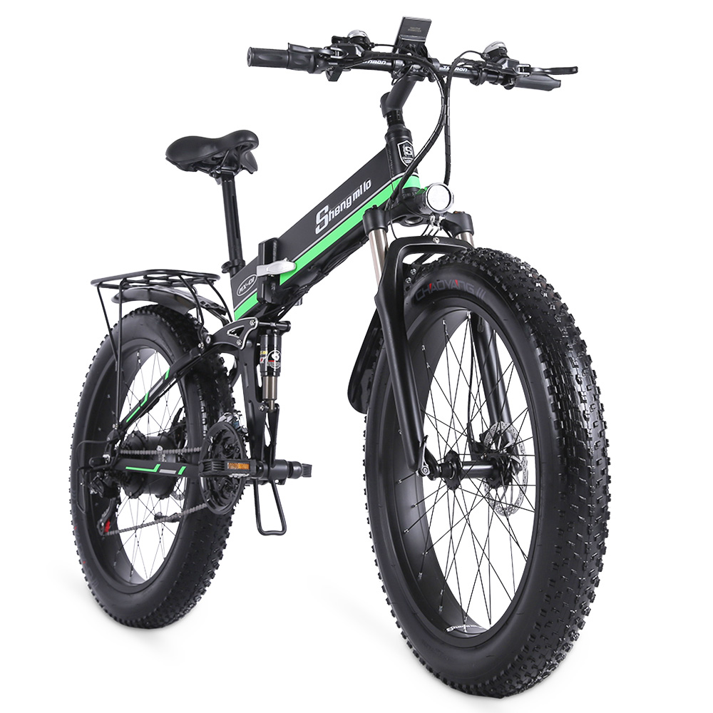 Shengmilo MX01 26 Inches Fat Tire Electric Bike 12 Magnetic Booster Bicycle 1000W 7-Speed Shimano for Snow Mountain Shengmilo MX01 26 Inches Fat Tire Electric Bike 12 Magnetic Booster Bicycle 1000W 7-Speed Shimano For Snow Mountain -rockbros-shop Shengmilo MX01 E bike Magneto Booster Bicycle Black Green 498309 3