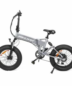 WELKIN WKES001 Electric Bicycle Snow Bike 500W Brushless Motor 48V 10.4Ah Battery 20'' Tires Shimano 7 Speed - Silver