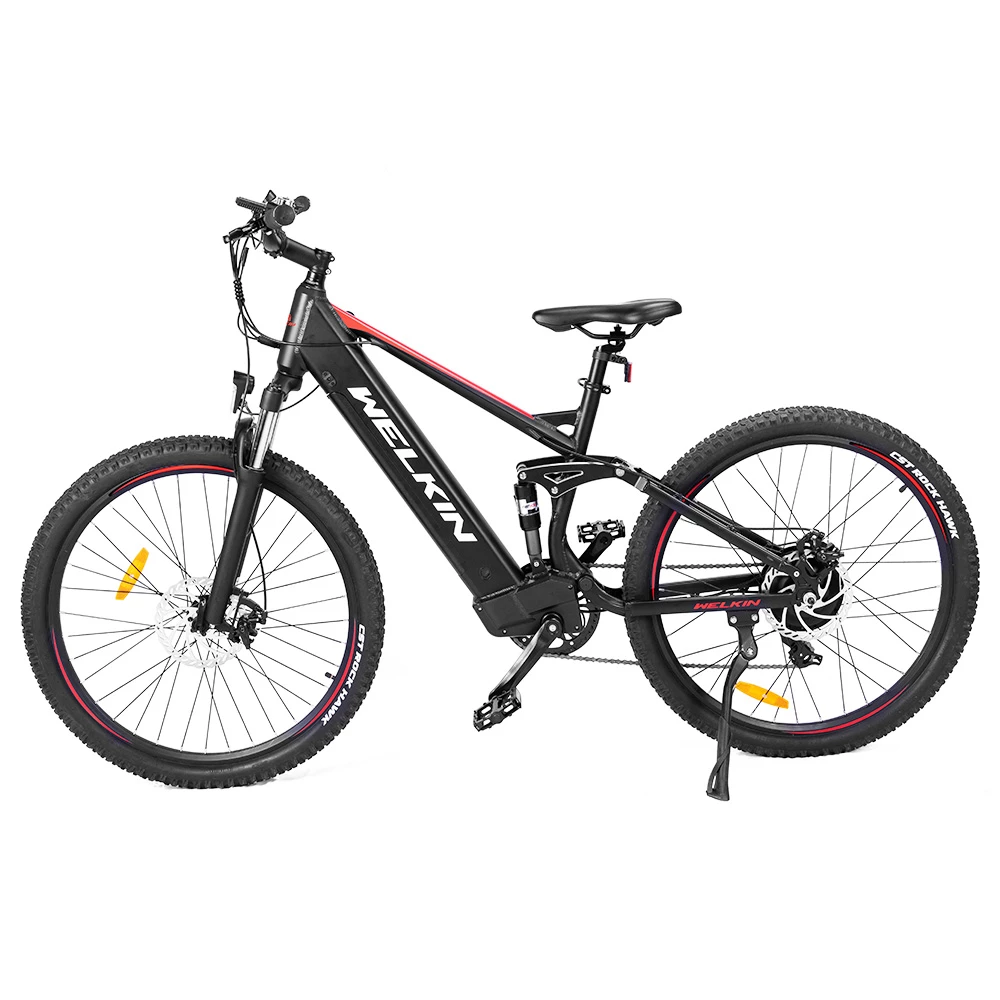 WELKIN WKES002 Electric Bicycle 350W Brushless Motor 48V 10Ah Battery 27.5*2.25'' Tires Mountain Bike - Black & Red 4 WELKIN WKES002 Electric Bicycle 350W Brushless Motor 48V 10Ah Battery 27.5*2.25'' Tires Mountain Bike - Black & Red - Image 2