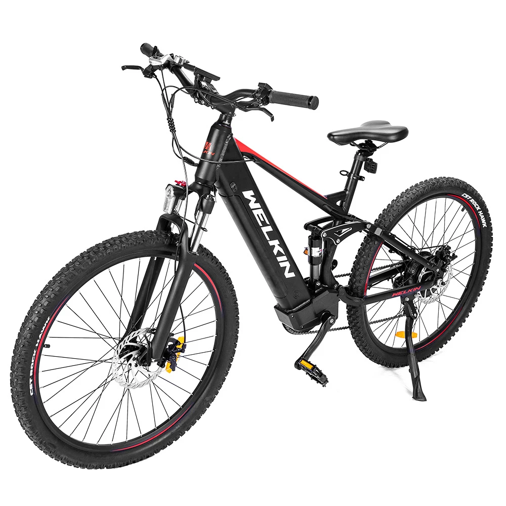 WELKIN WKES002 Electric Bicycle 350W Brushless Motor 48V 10Ah Battery 27.5*2.25'' Tires Mountain Bike - Black & Red 5 WELKIN WKES002 Electric Bicycle 350W Brushless Motor 48V 10Ah Battery 27.5*2.25'' Tires Mountain Bike - Black & Red - Image 3