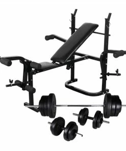 Weight Bench With Weight Rack, Barbell And Dumbbell Set 60.5kg