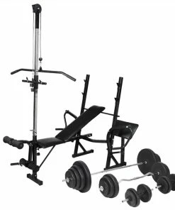 Workout Bench With Weight Rack, Barbell And Dumbbell Set 120 Kg