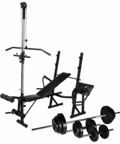 Workout Bench With Weight Rack, Barbell And Dumbbell Set 30.5kg