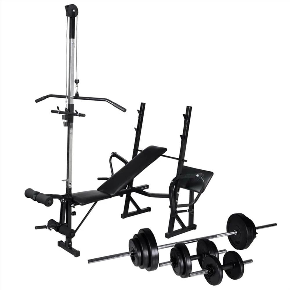 Workout Bench With Weight Rack, Barbell And Dumbbell Set 30.5kg 3 Workout Bench With Weight Rack, Barbell And Dumbbell Set 30.5kg