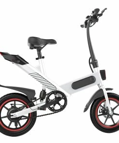 Y1 Electric Bike 350W Motor 36V 10.4Ah Battery 14'' Tire 25km/h Max Speed 30-40km Range - White