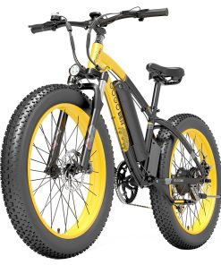GOGOBEST GF600 Electric Bike 48V 13Ah Battery 1000W Motor 26x4.0 Inch Fat Tire Max Speed 40Km/h 110KM Power-assisted Mileage Range LCD Display IP54 Waterproof Aluminum Alloy Frame Shimano 7-speed Shift - Black Yellow