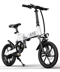 ADO A16 Electric Folding Bike 16 Inch City Bicycle 350W Hall Brushless Motor SHIMANO 7-Speed Rear Derailleur 36V 7.8Ah Removable Battery 35km/h Max Speed Up To 35km Max Range IPX5 Double Shock-absorption Aluminum Alloy Frame 16*1.95 Tires - White