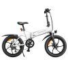 ADO A20+ Electric Folding Bike 20 Inch City Bicycle 250W Hall Brushless Gear DC Motor SHIMANO 7-Speed Rear Derailleur 36V 10.4Ah Removable Battery 25km/h Max Speed Up To 60km Max Range IPX5 Double Shock-absorption Aluminum Alloy Frame - White -rockbros-shop ado a20 electric folding bike 250w motor 10 4ah battery white 3df163 1665732876532