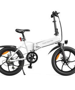 ADO A20+ Electric Folding Bike 20 Inch City Bicycle 250W Hall Brushless Gear DC Motor SHIMANO 7-Speed Rear Derailleur 36V 10.4Ah Removable Battery 25km/h Max Speed Up To 60km Max Range IPX5 Double Shock-absorption Aluminum Alloy Frame - White