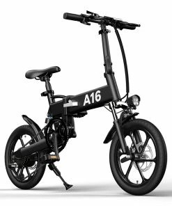 ADO A16 Electric Folding Bike 16 Inch City Bicycle 350W Hall Brushless Motor SHIMANO 7-Speed Rear Derailleur 36V 7.8Ah Removable Battery 35km/h Max Speed Up To 35km Max Range IPX5 Double Shock-absorption Aluminum Alloy Frame 16*1.95 Tires - Black