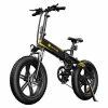 ADO A20F+ Off-road Electric Folding Bike 20*4.0 Inch 250W Brushless DC Motor SHIMANO 7-Speed Rear Derailleur 36V 10.4Ah Removable Battery 25km/h Max Speed Pure Power Up To 50km Range Aluminum Alloy Frame - Black -rockbros-shop ado a20f electric folding bike 500w motor 10 4ah battery black cd1de3 1663810938944