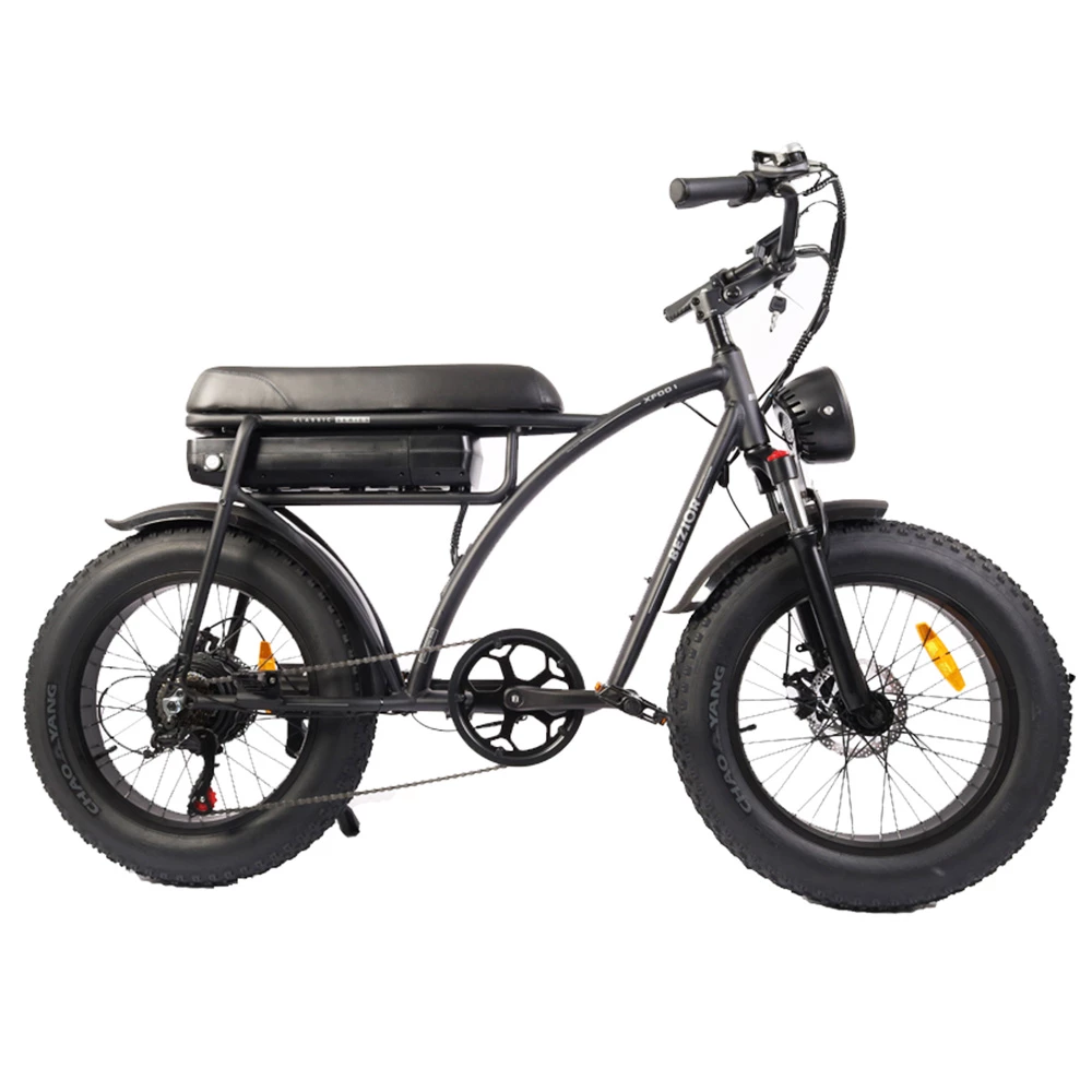 BEZIOR XF001 Retro Electric Bike 20*4.0 Inch Fat Tires 1000W Motor 12.5Ah 48V Battery 45Km/h Max Speed 120kg Max Load Shimano 7-Speed Dual Mechanical Disc Brakes Front & Rear Suspension Fork LCD Display - Black 4 BEZIOR XF001 Retro Electric Bike 20*4.0 Inch Fat Tires 1000W Motor 12.5Ah 48V Battery 45Km/h Max Speed 120kg Max Load Shimano 7-Speed Dual Mechanical Disc Brakes Front & Rear Suspension Fork LCD Display - Black - Image 2
