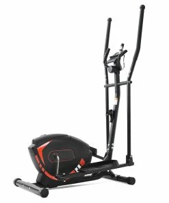 Merax Indoor Ergonomic Exercise Bike Elliptical Machine 8-level Resistance Adjustment Magnetic Brake System Non-slip Pedal LCD Display Maximum Load 120kg - Red