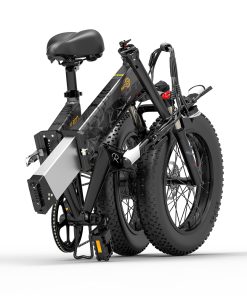 BEZIOR XF200 Folding Electric Bike 48V 15Ah Battery 1000W Motor 20x4.0 Inch Fat Tire Aluminum Alloy Frame Shimano 7-speed Shift Max Speed 40km/h 130KM Power-assisted Mileage Range LCD Display IP54 Waterproof - Black -rockbros-shop bezior m26 folding electric bike 26 inch 10ah 500w motor black 1626953376288