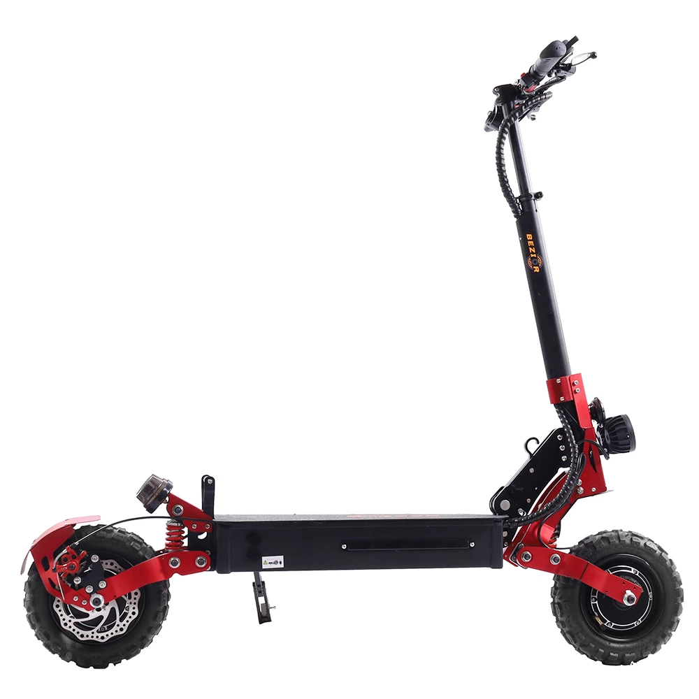 BEZIOR S2 Folding Electric Scooter 1200W*2 Dual Motor LCD Display Max 65Km/h 11 Inch Off-Road Tire 21Ah Battery Up To 60km Range Dual Shock Mitigation Dual Disk Brake LED Light - Red 7 BEZIOR S2 Folding Electric Scooter 1200W*2 Dual Motor LCD Display Max 65Km/h 11 Inch Off-Road Tire 21Ah Battery Up To 60km Range Dual Shock Mitigation Dual Disk Brake LED Light - Red - Image 5