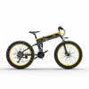 BEZIOR X1000 Folding Electric Bike Bicycle Panasonic 48V 12.8Ah Battery 1000W Motor 26 Inch Fat Tire Aluminum Alloy Frame Shimano 27-speed Shift Max Speed 40km/h IP54 100KM Power-assisted Mileage Range LCD Display IP54 Waterproof - Black Yellow -rockbros-shop bezior x1000 folding electric bike 1000w 40km h black green 1625710071921