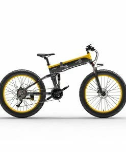 BEZIOR X1000 Folding Electric Bike Bicycle Panasonic 48V 12.8Ah Battery 1000W Motor 26 Inch Fat Tire Aluminum Alloy Frame Shimano 27-speed Shift Max Speed 40km/h IP54 100KM Power-assisted Mileage Range LCD Display IP54 Waterproof - Black Yellow