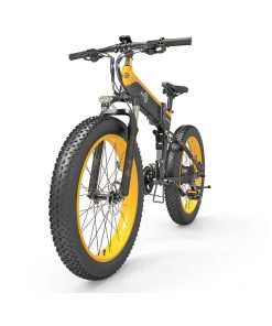 BEZIOR X1000 Folding Electric Bike Bicycle Panasonic 48V 12.8Ah Battery 1000W Motor 26 Inch Fat Tire Aluminum Alloy Frame Shimano 27-speed Shift Max Speed 40km/h IP54 100KM Power-assisted Mileage Range LCD Display IP54 Waterproof - Black Yellow -rockbros-shop bezior x1000 folding electric bike 1000w 40km h black green 1625710072702