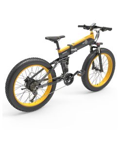 BEZIOR X1000 Folding Electric Bike Bicycle Panasonic 48V 12.8Ah Battery 1000W Motor 26 Inch Fat Tire Aluminum Alloy Frame Shimano 27-speed Shift Max Speed 40km/h IP54 100KM Power-assisted Mileage Range LCD Display IP54 Waterproof - Black Yellow -rockbros-shop bezior x1000 folding electric bike 1000w 40km h black green 1625710072733