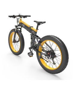 BEZIOR X1000 Folding Electric Bike Bicycle Panasonic 48V 12.8Ah Battery 1000W Motor 26 Inch Fat Tire Aluminum Alloy Frame Shimano 27-speed Shift Max Speed 40km/h IP54 100KM Power-assisted Mileage Range LCD Display IP54 Waterproof - Black Yellow -rockbros-shop bezior x1000 folding electric bike 1000w 40km h black green 1625710082625