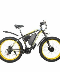 GOGOBEST GF700 26*4.0 Fat Tire Electric Mountain Bike 17.5Ah Battery 500W Dual-Motor 6061 Aluminum Alloy Frame Max Speed 50km/h 70KM Power-assisted Range IP54 Hydraulic Disc Brake MTB Load 200kg - Black Yellow