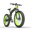BEZIOR X1500 Fat Tire Folding Electric Mountain Bike 12.8Ah Battery BMS 1500W Motor 26*4.0 Wheels Aluminum Alloy Frame Shimano 27-speed Shifter Max Speed 40km/h 100KM Power-assisted Range IP54 Oil Disc Brake MTB - Black Green